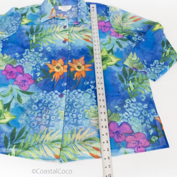 Cervelle 1X Women’s 2-Piece Top Set Tank & Sheer Blouse Tropical Resort Cruise - Picture 12 of 13